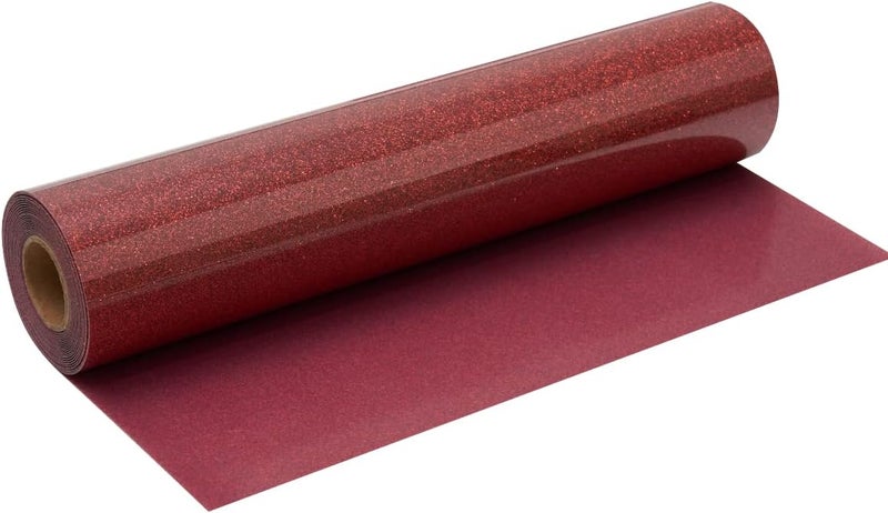 FANSGUAR Red Glitter HTV Roll -12" x10ft Iron on Heat Transfer Vinyl for DIY Shirts Gifts - Image 1