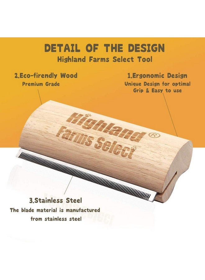 Highland Farms Select Deshedding Grooming Tool for Dogs, Cats & Horses, Ergonomic Design Wood Groom Brush, Professional Pet Groomer, Painlessly Remove for Short & Long Hair, Fur & Dirt - 5 Inches - Image 3