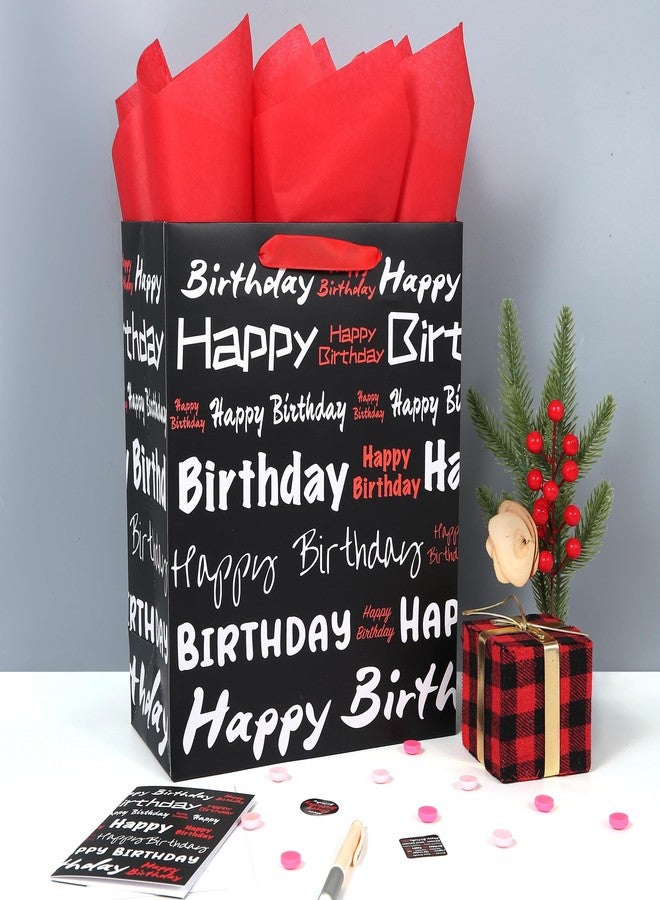 wishinside 13" Large Black Gift Bags for Men's Birthday Party, Kids' Parties, Baby Shower - Image 5