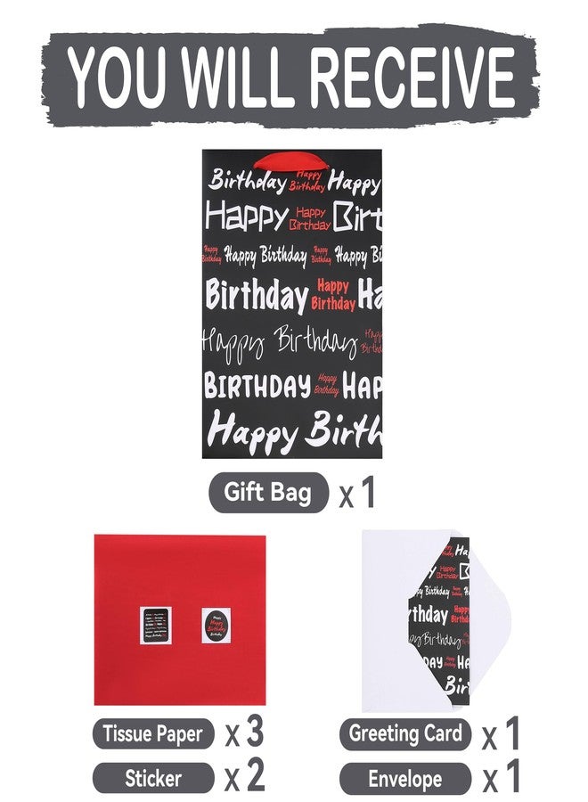 wishinside 13" Large Black Gift Bags for Men's Birthday Party, Kids' Parties, Baby Shower - Image 3