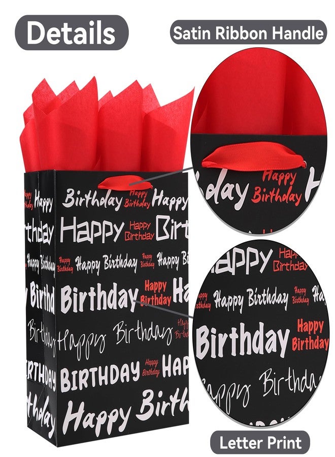 wishinside 13" Large Black Gift Bags for Men's Birthday Party, Kids' Parties, Baby Shower - Image 4