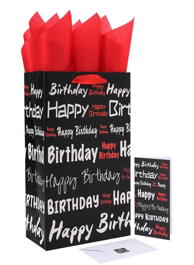 wishinside 13" Large Black Gift Bags for Men's Birthday Party, Kids' Parties, Baby Shower - Image 1