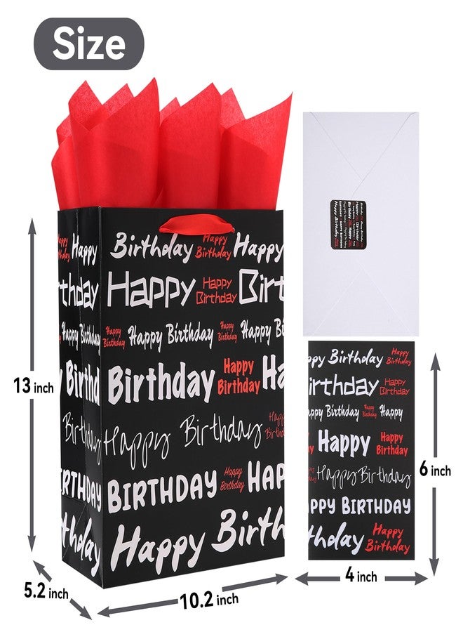 wishinside 13" Large Black Gift Bags for Men's Birthday Party, Kids' Parties, Baby Shower - Image 2