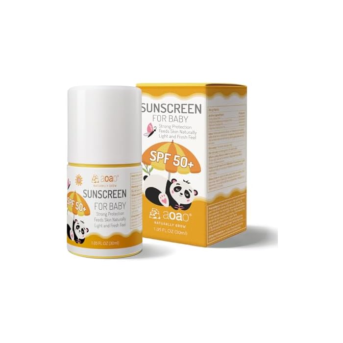 Baby Sunscreen SPF 50 for Face and Body, Tear-Free & Water Resistant, Gentle for Newborns & Sensitive Skin, Broad Spectrum UVA/UVB Protection, Reef-Safe, No White Cast, Non-Sticky (1.05oz)
