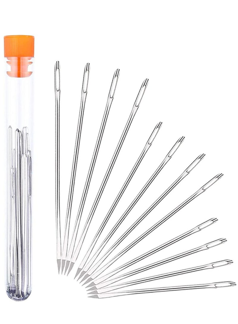Excefore Large Eye Sewing Needles, 12 Pcs Professional Sharp Needles with 3 Different Sizes, Stainless Steel Plastic Bottle for Leather Projects, Act Crafts - Image 1