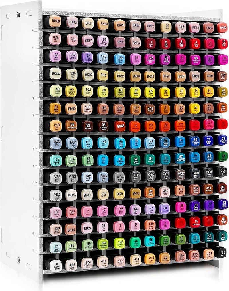 Yrangee Art Marker Storage Rack for 180 Markers, Watercolour Brushes Pens Color Pencils Organizer Holder for Desk - Image 1