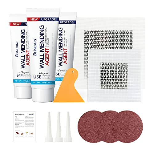 BONCART Drywall Repair Kit, Spackle Wall Repair Kit, 3 Pack Wall Mending Agent Putty, Wall Repair Paste Plaster for Wall Crack/Nail Hole, Wall Hole Filler with 2inch 4inch Wall Patch - Image 1