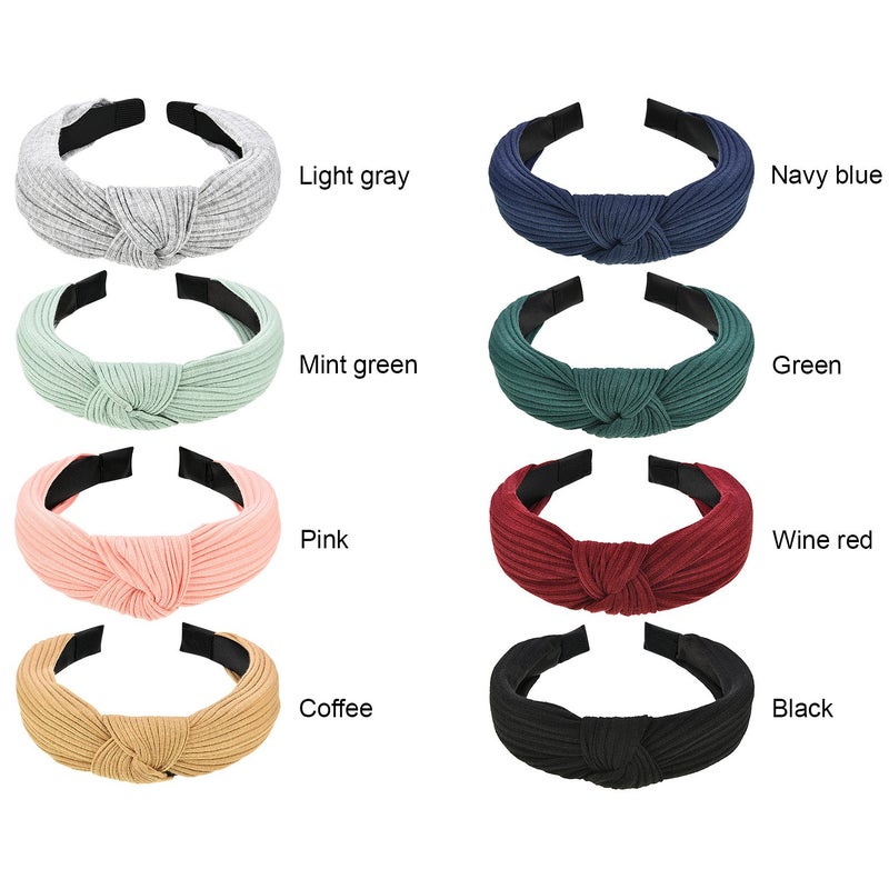 Maxdot 8 Pieces Headbands for Women, Knotted Wide Turban Headband, Hair Bands Elastic Hair Accessories for Women and Girls - Image 2