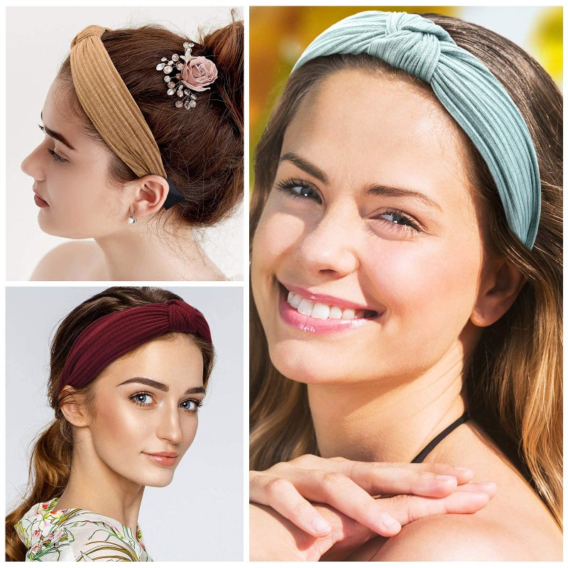 Maxdot 8 Pieces Headbands for Women, Knotted Wide Turban Headband, Hair Bands Elastic Hair Accessories for Women and Girls - Image 4