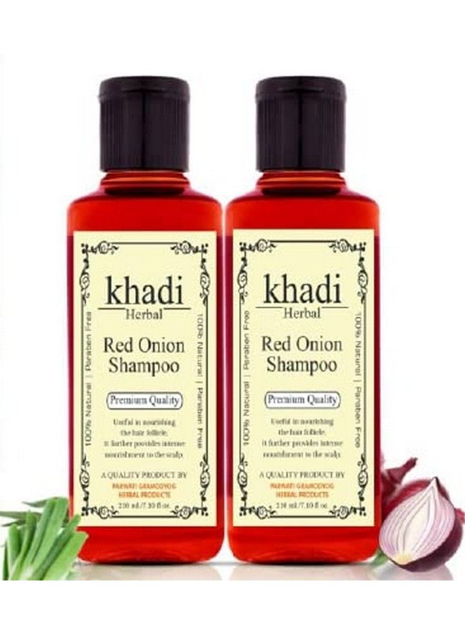 Khadi Herbal Red Onion Shampoo For Fresh Strong And Shining Hair Hair Fall Control Hair Strengthening ; Paraben Free Natural (210 Ml) - Image 2