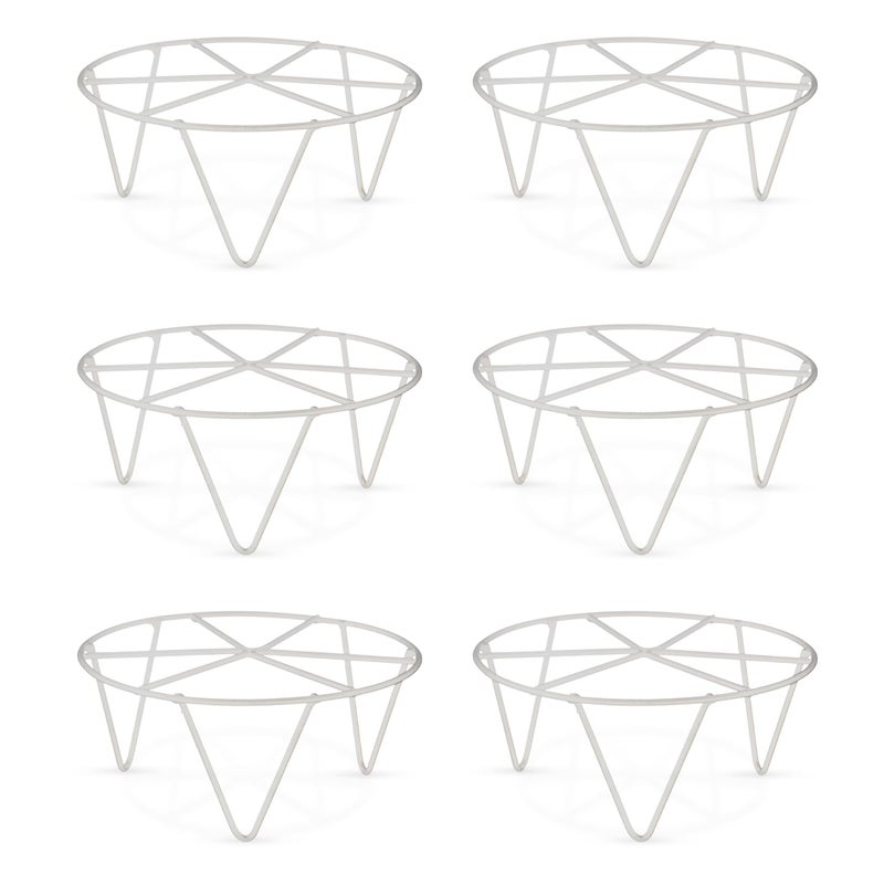 BonKaso Pack of 6 Round Stackable Metal Plant Stand (Dia 20 x 9 cm) | Durable Gamla Stand for Indoor & Outdoor Use | Space-Saving, Stylish Planter Holders for Home, Garden, Balcony & Terrace- White - Image 5