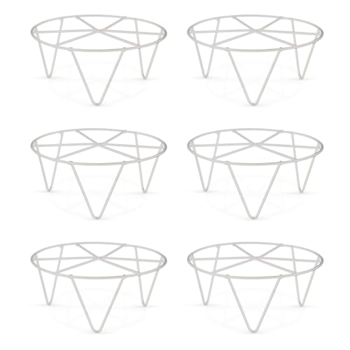 BonKaso Pack of 6 Round Stackable Metal Plant Stand (Dia 20 x 9 cm) | Durable Gamla Stand for Indoor & Outdoor Use | Space-Saving, Stylish Planter Holders for Home, Garden, Balcony & Terrace- White - Image 1