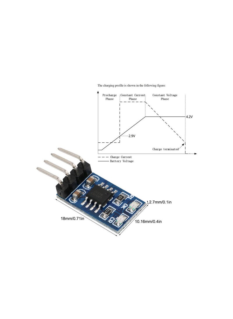 Solar Charge Module, 1A 4.2V 3.7V 18650 LiPo Li ion Lithium Battery Charger MPPT Solar Charge Controller Module, with Battery Overvoltage Protection(with Pin)