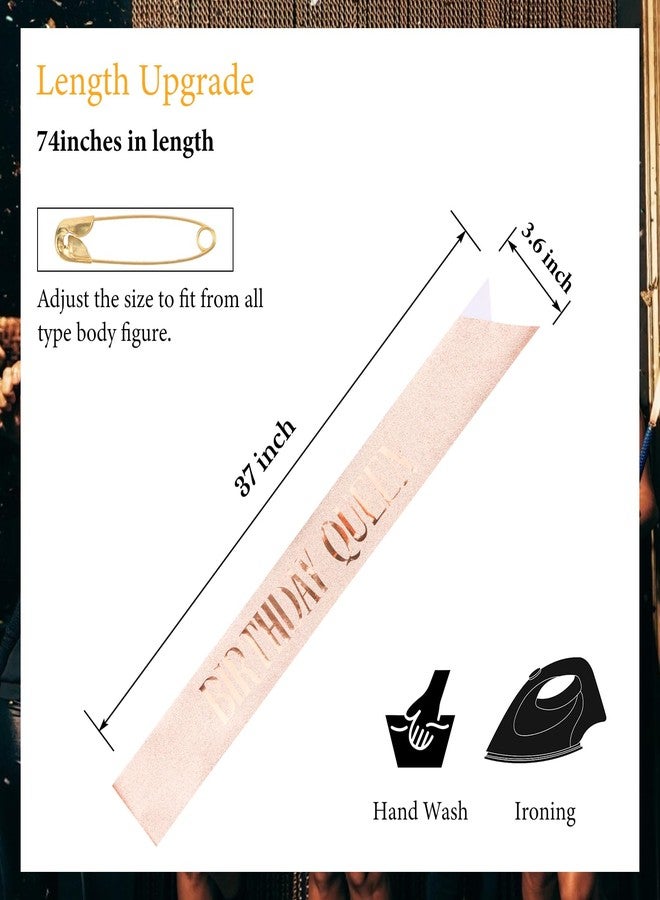 CIEHER Birthday Queen Sash with Glitter Fabric Birthday Sash for Women Girls - Image 2