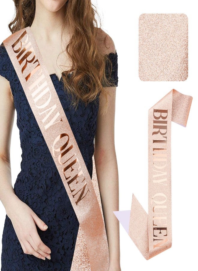 CIEHER Birthday Queen Sash with Glitter Fabric Birthday Sash for Women Girls - Image 1