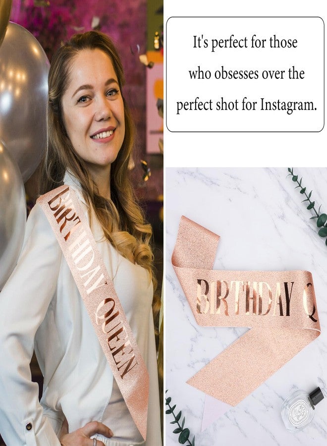 CIEHER Birthday Queen Sash with Glitter Fabric Birthday Sash for Women Girls - Image 3