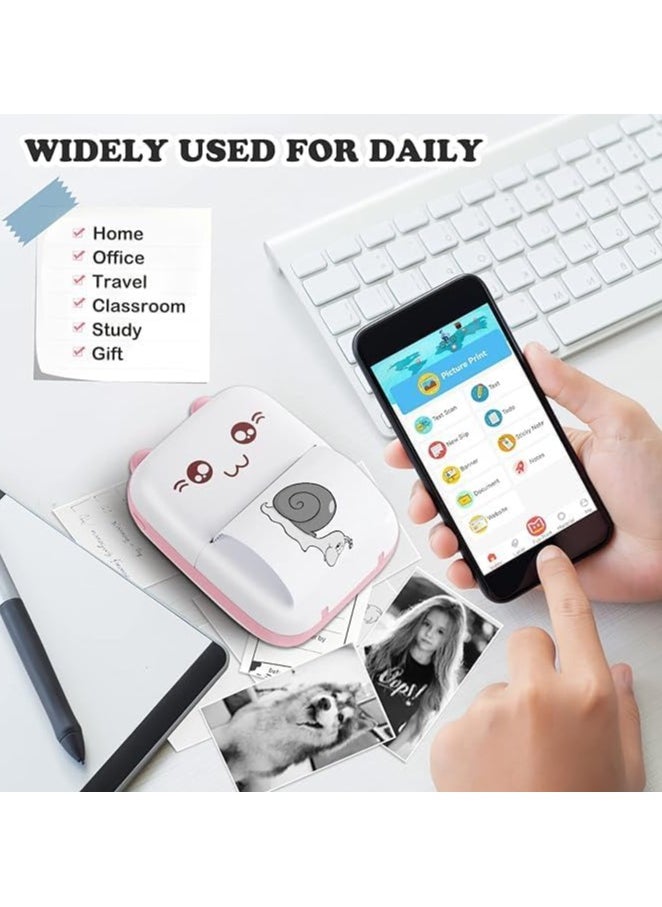طابعة جيب صغيرة، طابعة حرارية لاسلكية محمولة تعمل بالبلوتوث بدقة 200 نقطة لكل بوصة لنظامي Android وiOS، طباعة بدون حبر مع لفة ورق واحدة، طابعة للصور والملاحظات والدراسة والمكتب وقوائم العمل