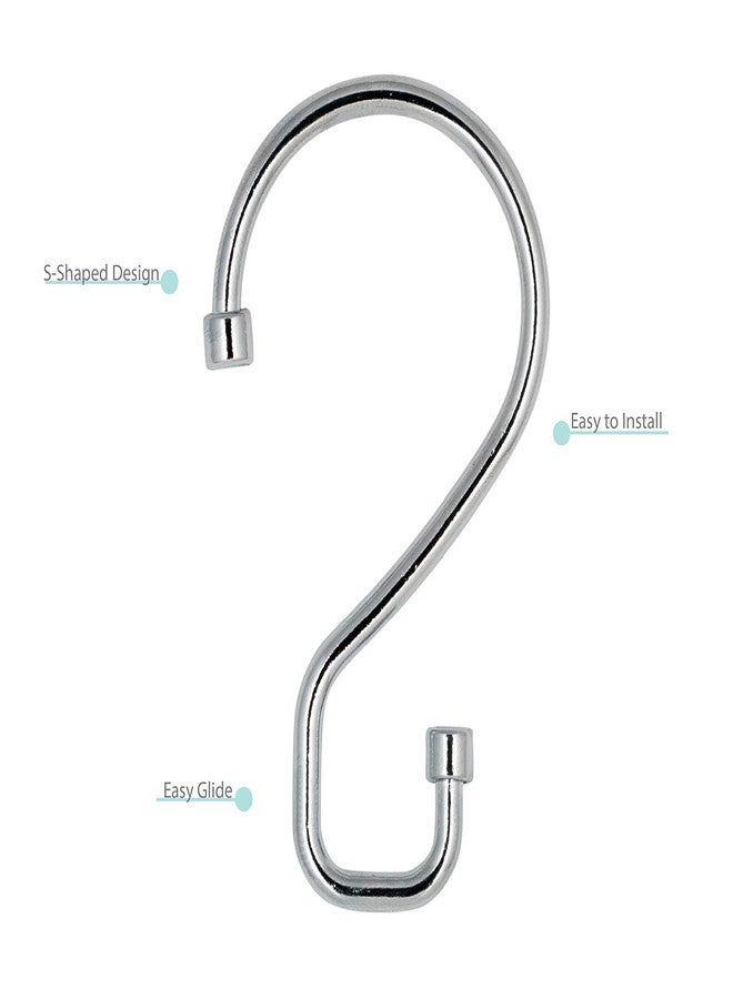 Bath Bliss 12 Pack S-Hook Shower Curtain Rings | Bathroom | Metal S Shaped Hooks | Easy Glide | Easy to Install | Hang Mugs, Pans, Towels | Chrome - Image 5
