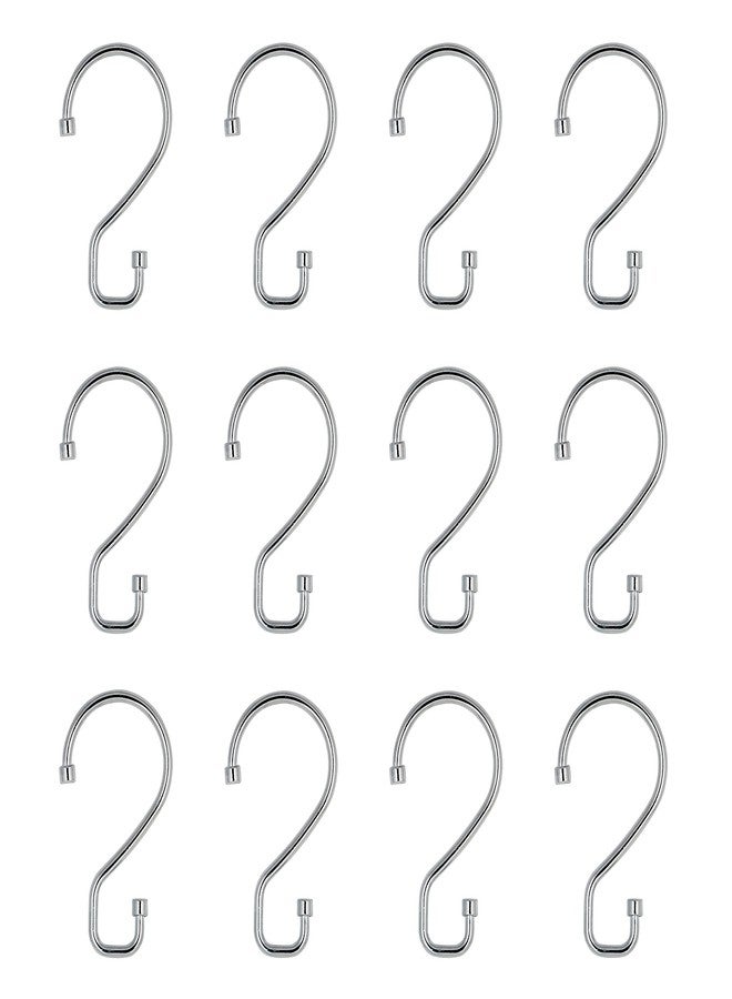 Bath Bliss 12 Pack S-Hook Shower Curtain Rings | Bathroom | Metal S Shaped Hooks | Easy Glide | Easy to Install | Hang Mugs, Pans, Towels | Chrome - Image 1