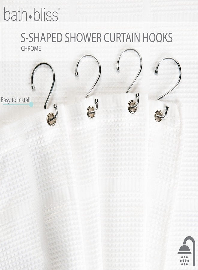 Bath Bliss 12 Pack S-Hook Shower Curtain Rings | Bathroom | Metal S Shaped Hooks | Easy Glide | Easy to Install | Hang Mugs, Pans, Towels | Chrome - Image 2