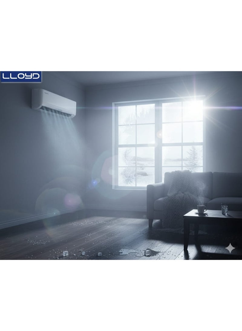 Lloyd 1.5 Ton Non-Inverter Split Air Conditioner. Model GOS18B21WACK - 18,000 BTU High-Performance Cooling, T3 Climate Rating for Extreme Heat, Eco-Friendly R-410A Refrigerant, Auto- Restart Function, Four-Way Air Swing, Sleek White Design - Ideal for Medium- Sized Rooms and Offices - Image 4