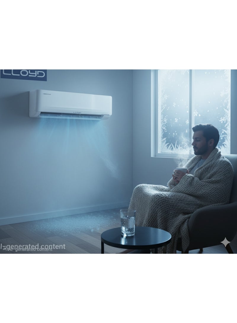 Lloyd 1.5 Ton Non-Inverter Split Air Conditioner. Model GOS18B21WACK - 18,000 BTU High-Performance Cooling, T3 Climate Rating for Extreme Heat, Eco-Friendly R-410A Refrigerant, Auto- Restart Function, Four-Way Air Swing, Sleek White Design - Ideal for Medium- Sized Rooms and Offices - Image 5