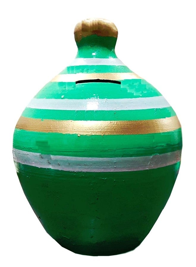 Craft Park Terracotta Clay Gullak, Money Bank,Piggy Bank Clour - Green - Image 1