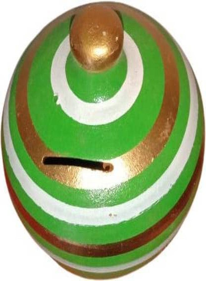 Craft Park Terracotta Clay Gullak, Money Bank,Piggy Bank Clour - Green - Image 2