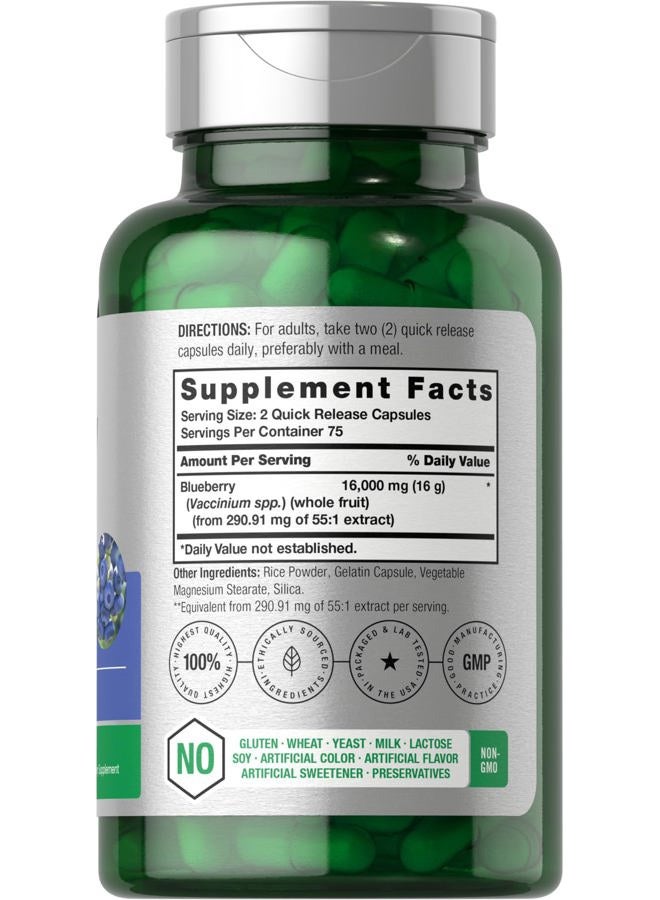 Horbäach Blueberry Extract Supplement | 150 Capsules | Blueberry Concentrate | Non-GMO, Gluten Free - Image 2