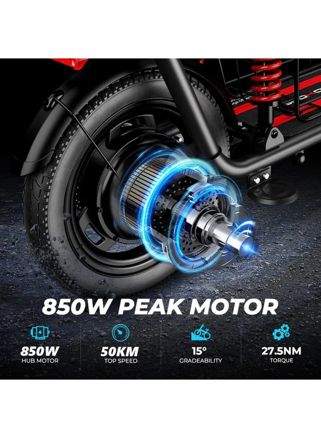 Wind Horse C3 Electric Scooter 850W Motor with Dual Seat, 48V10Ah Battery, 50KM/H Speed, 40KM Range, Dual Suspension and Storage Basket, E-Scooter - Image 5