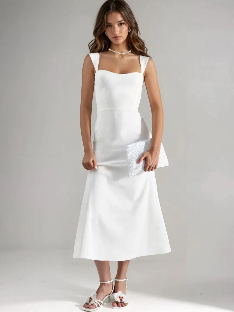 هيكاب A-Line Midi Dress with Heart Collar