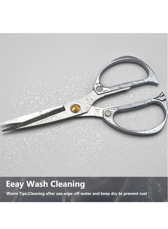 Heavy Duty Stainless Steel Kitchen Shears Multi-Purpose Sharp Scissors for Meat Fish Herbs Non-Slip Handle Kitchen Tool Silver - Image 5