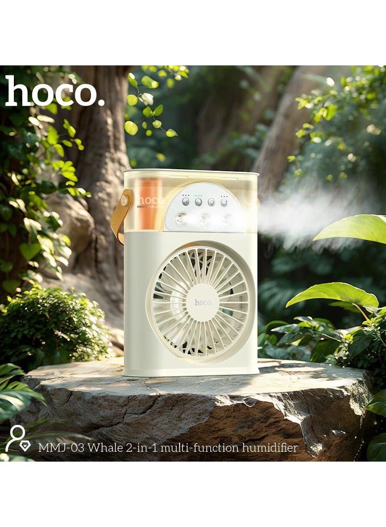 هوكو مرطب سطح المكتب 2 في 1 مع مروحة بثلاث سرعات ورأس دوار 180 درجة وإضاءة محيطة مهدئة للمنزل أو المكتب أو السيارة - Image 3