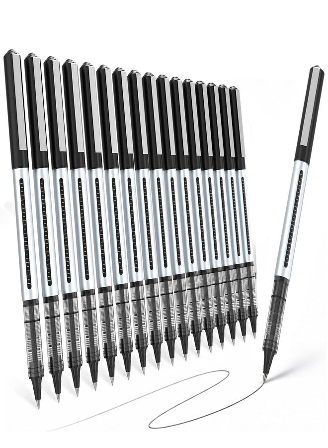 SAKEYR Rollerball Pens, 16 Pack Black Fine Point (0.5mm) Liquid Ink Pens for Smooth Writing, Quick-Drying, Note-Taking, Signatures, Office, School, Journaling & Daily Use - Image 1