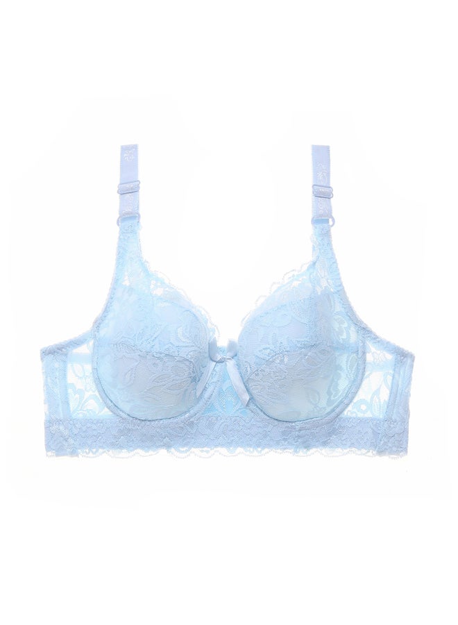 Lace Trimmed Push Up Underwire Bra Plus Size Adjustable Side Slimming Design Underwear Thin Cotton Cups Breathable Mesh Bra  - Image 1