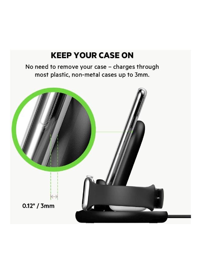 belkin BoostCharge 3-In-1 Wireless Charger, Apple Charger - 7.5W Fast Qi Certified Wireless Charger For iPhone 15, 14, 13, Apple Watch Series 9,8,7 And Airpods Pro Qi Enabled Devices Black - Image 3