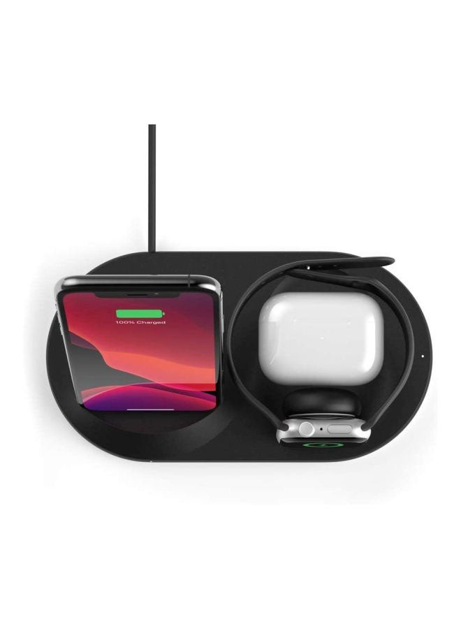 belkin BoostCharge 3-In-1 Wireless Charger, Apple Charger - 7.5W Fast Qi Certified Wireless Charger For iPhone 15, 14, 13, Apple Watch Series 9,8,7 And Airpods Pro Qi Enabled Devices Black - Image 4