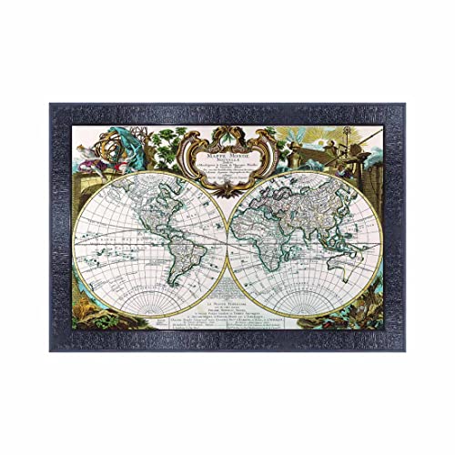 pnf Poster And Frames Vintage World Map Wooden Photo Frame With Acrylic Sheet | For Living Room, Bedroom | Home Decoration Item | Best Gifting Option (10 * 14inch,Multicolour,Synthetic) 14494 - Image 1