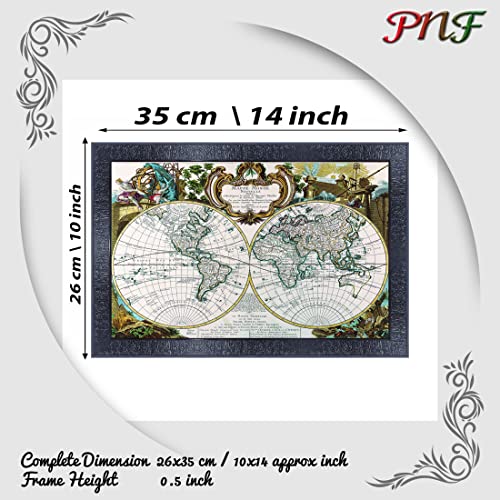 pnf Poster And Frames Vintage World Map Wooden Photo Frame With Acrylic Sheet | For Living Room, Bedroom | Home Decoration Item | Best Gifting Option (10 * 14inch,Multicolour,Synthetic) 14494 - Image 2