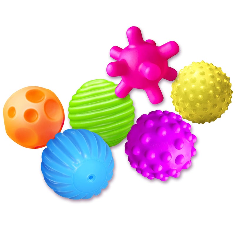 ROHSCE Sensory Balls for Kids 6pcs Textured Multi Ball Set for Toddlers Multicolor and Bright Handing Catching Balls BPAFree Soft Stress Relief Toys