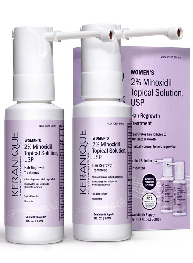 Keranique Eranique Hair Regrowth Treatment For Women 2% Minoxidil For Women Hair Growth & Thickening Topical Solution Scalp Treatment For Hair Loss & Thinning W/Precision Spray Applicator 4 Fl Oz  - Image 1
