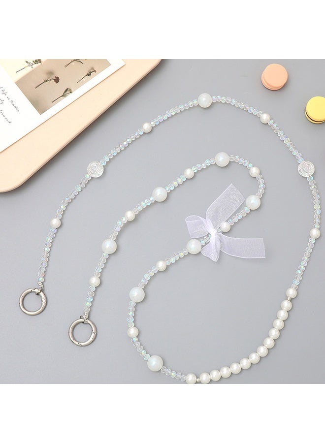 NIBEMINENT Beaded Phone Lanyard, Anti Lost Removable Wrist Strap,Creative Tiger Eye Pearl Bracelet Pendant, Phone Keychain Lanyard - Image 1