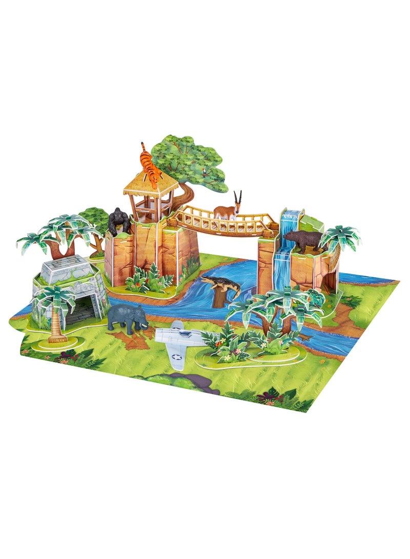 National Geographic Kids 3D Puzzle Jungle Adventure Playset 65-pieces with 6 Animal Figures & Playmat | No-Glue or Scissors Needed! | Building Kit | Puzzle for Kids | Challenging Puzzle | Arts & Crafts | Perfect for Stress Reliever and Puzzle Lovers - Image 2