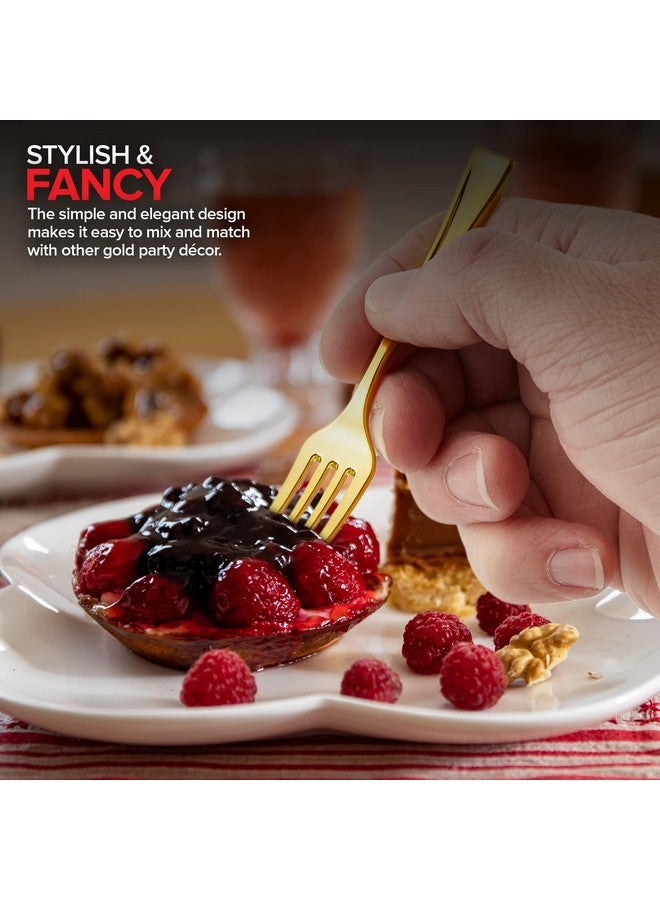 Stock Your Home Gold Mini Forks 4 Inch (80-Count) Disposable Plastic Appetizer Fork for Cocktail Hour, Dessert Cups, Small Food Samples, Tiny Appetizers, Charcuterie Board, Wedding Reception  - Image 5