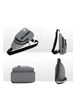 Plan A Small Crossbody Bag, Multifunctional Small Chest Shoulder Backpack Travel Bag, Thick Canvas Multi-Pocket Waterproof Travel Bag for Men Women Boys with Earphone Hole  - Image 2