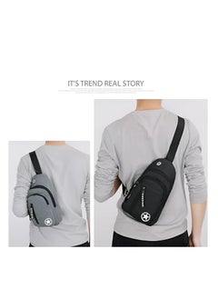 Plan A Small Crossbody Bag, Multifunctional Small Chest Shoulder Backpack Travel Bag, Thick Canvas Multi-Pocket Waterproof Travel Bag for Men Women Boys with Earphone Hole  - Image 3