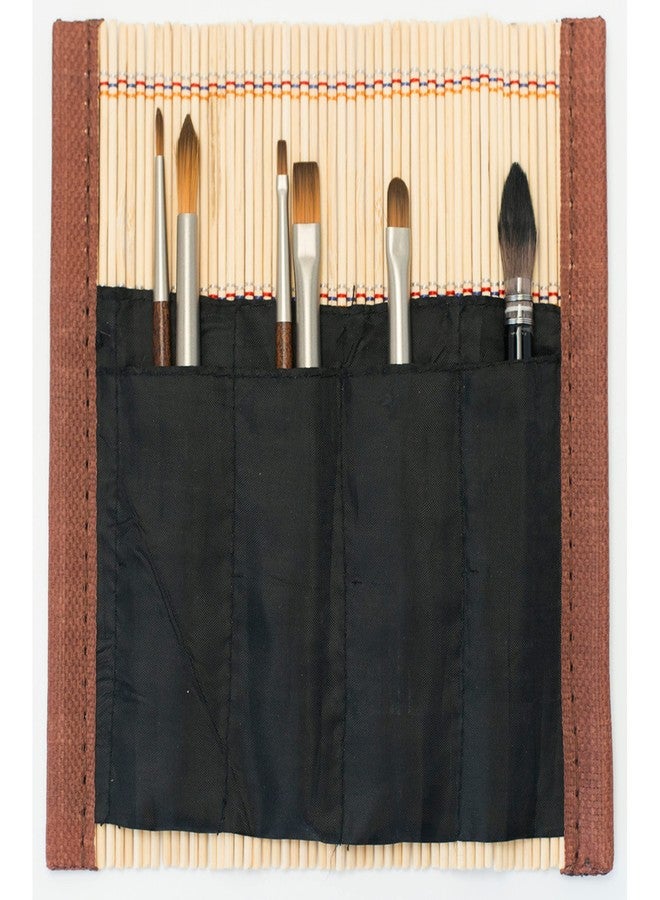 Raphael Precision & SoftAqua Mini Travel Brush Set, Bamboo, Round 0, Round 2, Flat 0, Flat 2, Filbert 1, Mop 4, Natural - Image 2