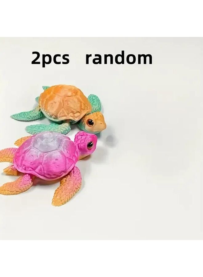 2Pcs 3D Printed Turtle Robot with Moving Limbs Desktop Decoration Gift - Image 1