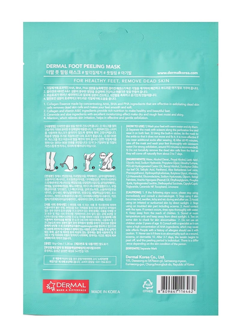 DERMAL DERMAL KOREA Foot Peeling Mask 3 Pack For Dry Foot And Cracked Heel & Callus With Aloe Vera And Collagen - Exfoliating Peel Mask With Aha, Bha, & Pha And For Moisturizing, Soothing & Refreshing Feet  - Image 2