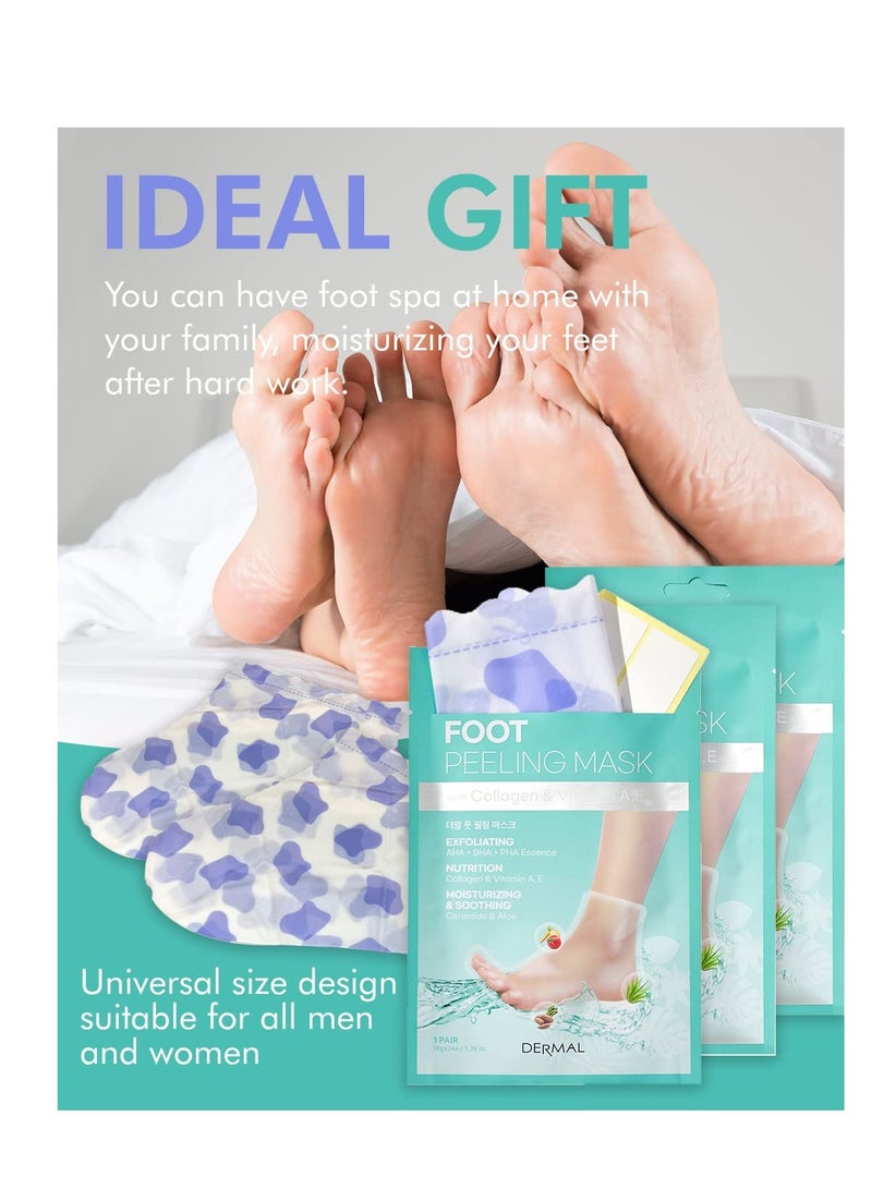 DERMAL DERMAL KOREA Foot Peeling Mask 3 Pack For Dry Foot And Cracked Heel & Callus With Aloe Vera And Collagen - Exfoliating Peel Mask With Aha, Bha, & Pha And For Moisturizing, Soothing & Refreshing Feet  - Image 3